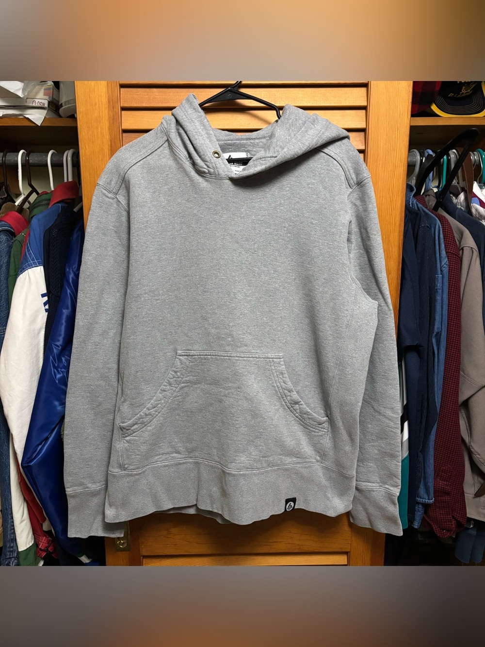 American Giant Mens Classic Pullover Heavyweight Hoodie Sharkskin Gray Large